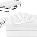Biloban Cot Sheets 3175 2 Pack, Cot Size Fitted Sheet Fits for Narrow Twin Mattress/RV Bunk Mattress/Guest Beds and Folding Beds/Army Cots for Adults, White (Small Single)