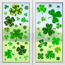 St Patricks Day Window Clings, 117 Pieces Reusable Shamrock Window Stickers, Double-Sided Printed Static Spring Window Decals for St Patricks Day Decorations