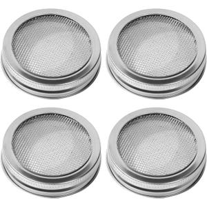 4 Pack Sprouting Lids, Mason Jar Sprouting Lids 20 Mesh 304 Stainless Steel Regular Mouth Jar Screen Sprouting Kit Lids for Growing Bean, Broccoli, Alfalfa, Salad Sprouts and More
