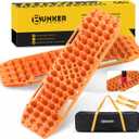 BUNKER INDUST Off-Road Traction Boards with Jack Base,Pair Recovery Track 4X4 Jeep Truck Emergency Tire Traction Mat with Bag -Sand, Mud, Snow Tracks Orange Traction Pad (Gen 7th)