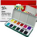 Mont Marte Watercolor Set Full Pan Signature 13pc in Tin, Vibrant, Multi-Color with Translucent Finish, Portable Watercolor Set (12 Count (Pack of 1), 12 Basic Color)
