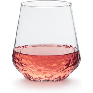 Libbey Hammered Stemless Glasses Set of 8, 17-ounce, Dishwasher-Safe, Chiseled Textured Glassware Set, All Purpose Glasses for Everyday Use