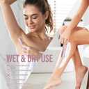 Bikini Trimmer for Women - 2 in 1 Electric Razors for Women - Dual Head Electric Shaver - IPX7 Waterproof Wet & Dry Use Body Hair Trimmer and Facial Hair Remover for Bikini Underarm Leg Arm (Pink)