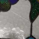 Yogoart Extra Large 32 Inch Vertical Blue Victorian Stained Glass Window Panels Hanging Transom Window Panels 20 Inch Wide