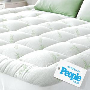 Niagara Sleep Solution Ultra Soft Full Size Mattress Topper - Viscose Made from Bamboo Pillow Top Mattress Pad for Back Pain Relief - Naturally Cooling for Hot Sleepers, Green
