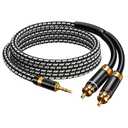 Audiophile RCA Cable, [1M/3.2Feet, Silvered-Plated Copper core] 3.5mm Male to 2RCA Male Stereo Audio Adapter Cable with Outer diameters 6.5mm for Smartphones, Tablets, Speakers, HDTV