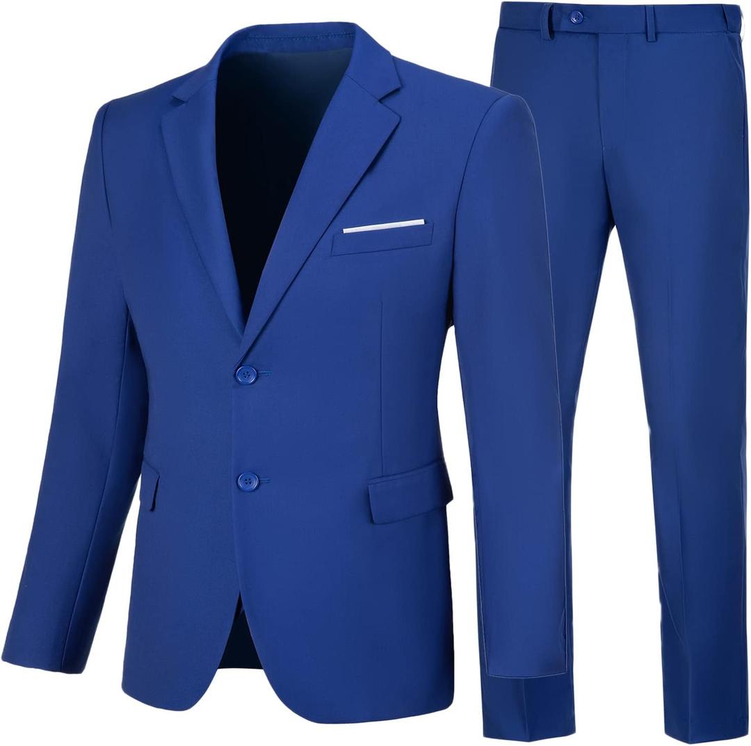 Mens 2 Piece Suit Slim Fit Business Wedding Party Tuxedo Dress Suits for Men Jacket and Pants Set XL