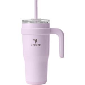 REDUCE 24 oz Stainless Steel Tumbler with Handle - Dual-Wall Vacuum Insulated Travel Mug, Sweat-Proof Lid & Reusable Straw - Keeps Drinks Cold for 24 Hrs, Fits Cupholders, Dishwasher Safe - Lilac Bud