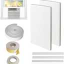 Surround Insulation Side Panels,fully enclosed design White Window Air Conditioner Insulated Foam Panels,Summer/Winter Heat and Draft Insulating with 4 edge banding strips EVA