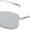 FEISEDY Vintage Small Rectangle Sunglasses Women Men Retro Trendy Square Metal Frame Sun Glasses B2295 (Silver/White Mirrored)