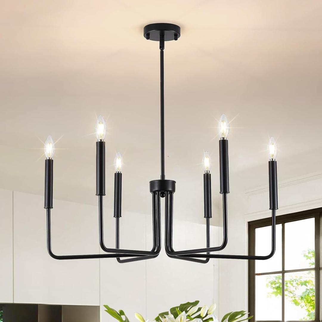 Modern LED ChandelierBlack Chandelier for Dining Room,6-Light Dining Room Light Industrial Modern Style Pendant Lamps, Bedrooms, Foyers, Corridors, Kitchens, Living RoomsEntrances