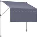 VEVOR Patio Awning Retractable, 118" Outdoor Manual Retractable Awning Sunshade Shelter, Adjustable Patio Door Window Awning Canopy with 39" Sun Shade Curtain for Backyard, Garden, Balcony, Dark Gray, 118" 47"