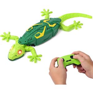 RC Wall Crawler Gecko, Rechargeable Remote Control Robot Kids Toys, Wall Climbing Funny Prank Toys Birthday Gifts for Boys & Girls Ages 4 and Up, Upgrade Low Noise (Green)