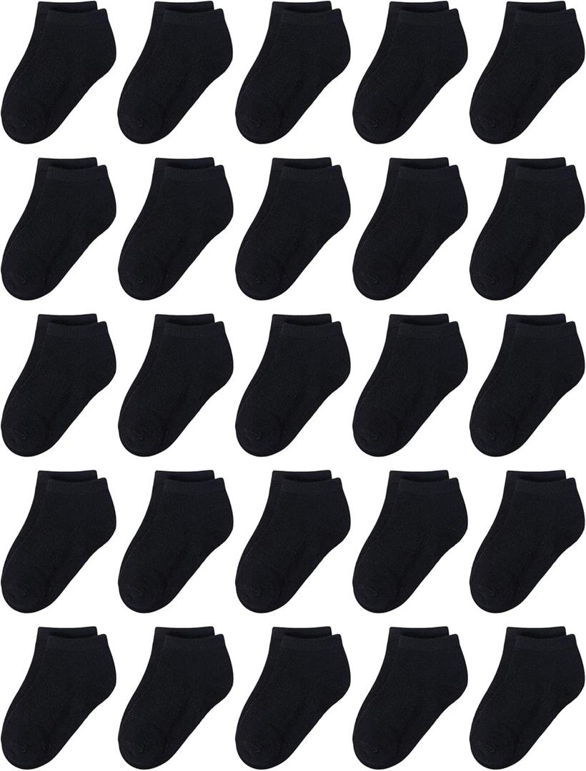 Cooraby 25 Pairs Kids' Socks Low Cut Socks Half Cushion Sport Ankle Athletic Socks for Boys Girls