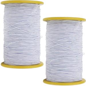 TIHOOD 2PCS 0.5mm Thickness 547 Yard Elastic Thread White