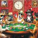 2000 Piece Puzzles for Adults  Funny Dogs Playing Poker Jigsaw Puzzle, Vibrant and Detailed Artwork, Challenging Puzzles for Adults 2000 Pieces, 39" x 28"