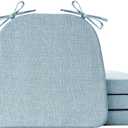 IASEAHK Chair Cushions for Dining Chairs Set of 4, Non Slip Kitchen Chair Pads, 17" x 16" x 2", Indoor Dining Chair Cushions with Ties, D-Shaped Seat Cushions for Kitchen Chairs, Light Blue, 4 Pack