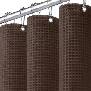 Waffle Weave Shower Curtain - Brown Cotton Fabric Texture Heavyweight Shower Curtain for Bathroom,Washable,72Wx72L