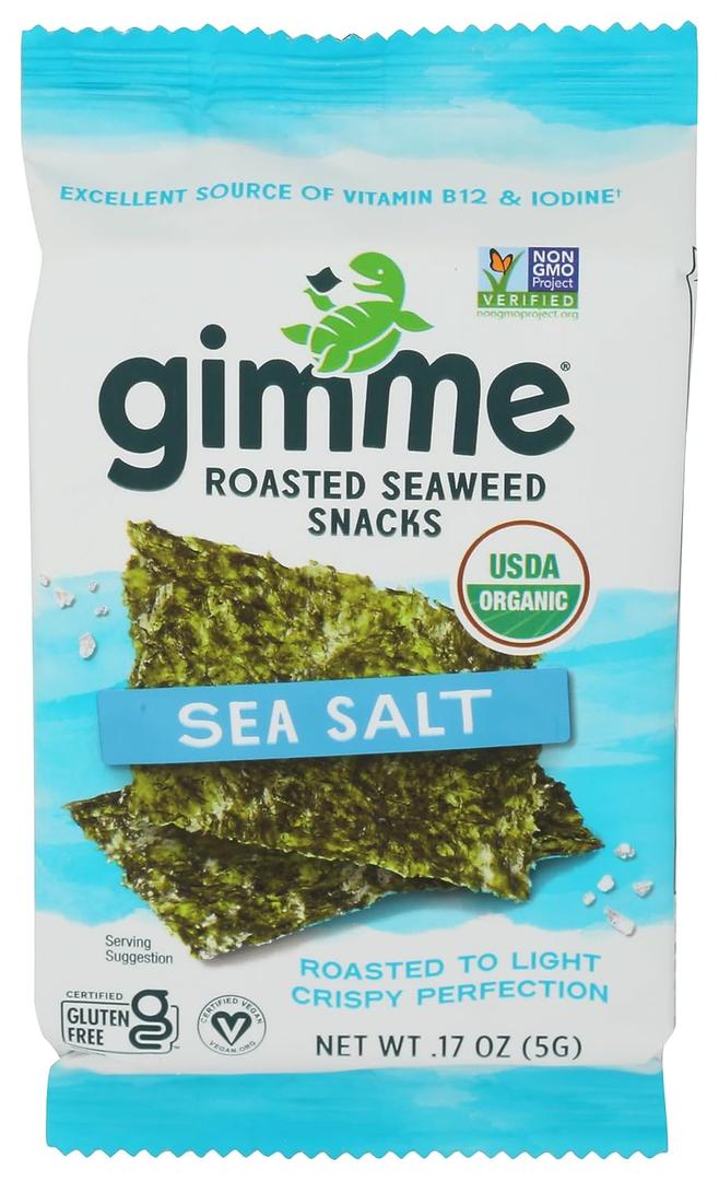 Gimme Seaweed, Organic Roasted Seaweed, (5g), non-GMO & Gluten-Free, Sea Salt, 0.17 Oz (EXP 06/05/27)