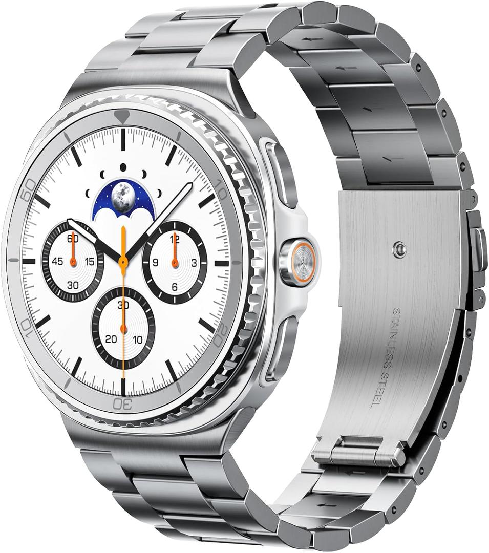 Metal Band Compatible with Samsung Galaxy Watch 8 40mm/44mm/Classic 46mm 2025,No Gap Business Stainless Steel Strap for Galaxy Watch8 Men Women,NOT for Other Models