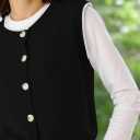 Pink Queen Women's Sweater Vest 2025 Sleeveless Tank Tops Casual Crewneck Button Down Fashion Knitted Vest Cardigans (Black, S)
