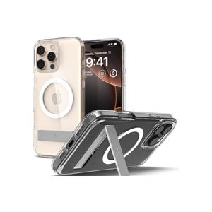 Spigen Ultra Hybrid S MagFit Designed for iPhone 16 Pro Max Case [Kickstand] [Anti Yellowing], Compatible with MagSafe - Crystal Clear