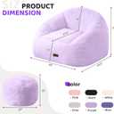 HABUTWAY Bean Bag Chair, Giant Bean Bag Chairs for Adults with Ottoman, Comfy Faux Fur Shell-Shaped Bean Bag Couch, Sofa Chair for Living Room, Bedroom, Purple, 49" x 43.5" x 33"