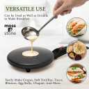 Moss & Stone Electric Crepe Maker – 8” Portable Crepe Pan Nonstick with Dipping Plate, Auto Shut-Off, On/Off Switch, Even Heating & One Automatic Temperature Control – Compact Crepe Maker