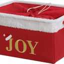 INough Christmas Basket Large Empty Christmas Baskets Red Christmas Gift Baskets with Handles Holiday Storage for Gifts Holiday Christmas Decor for Baby/Kids/Nursery Room (Gold Joy)