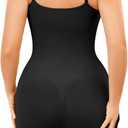 Shapewear Tummy Control BodySuit Seamless Body Shaper Butt Lift Full Body Suit (Medium-Large, Mid Thigh Black)