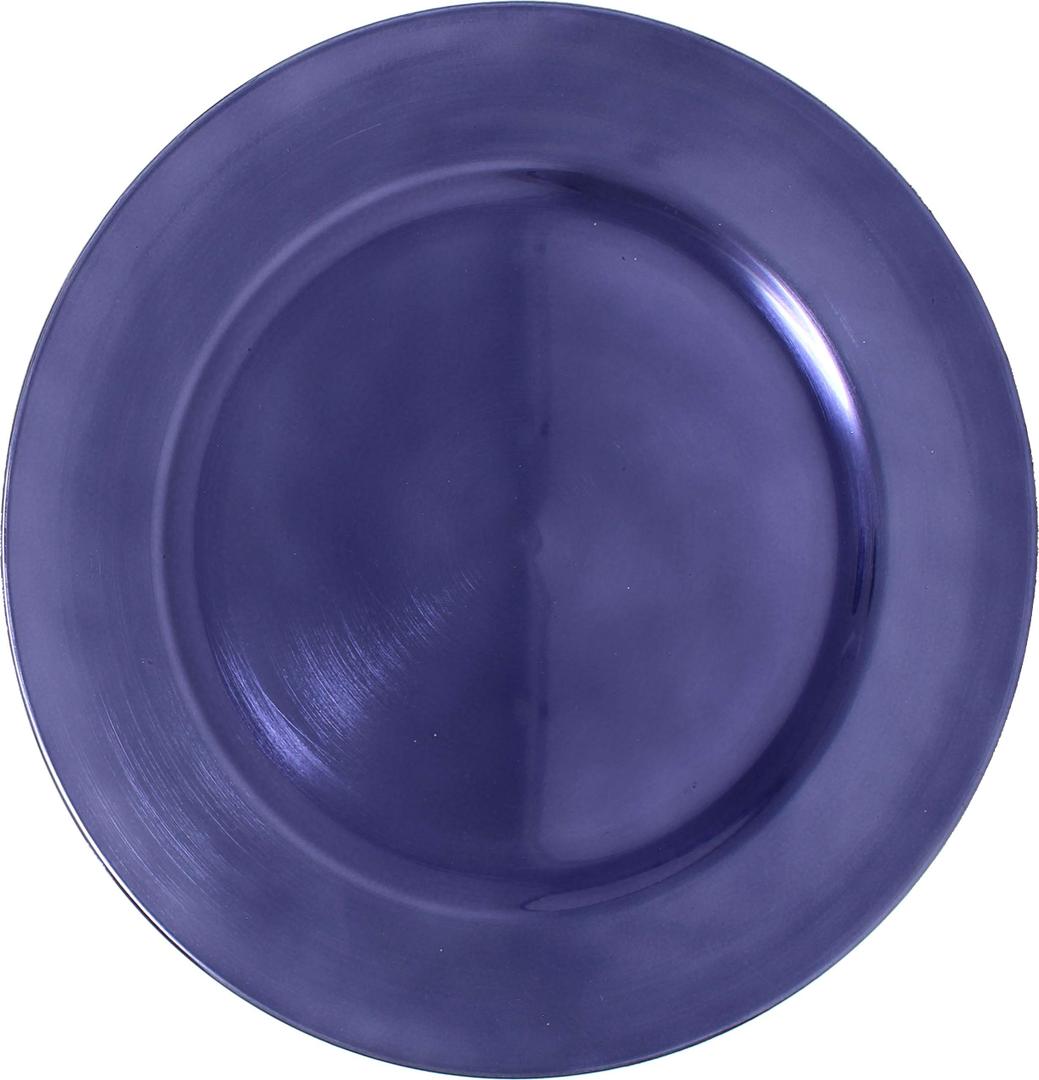 Ms Lovely Metallic Foil Charger Plates - Set of 6 - Made of Thick Plastic - Dark Purple