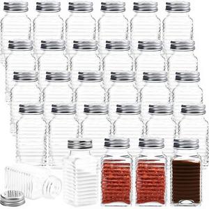 WUWEOT 28 Pack Salt and Pepper Shakers, 3.3oz Glass Shakers Spice Jar with Metal Lids for Salt, Pepper, Spices, Seasonings, Restaurant & Home Kitchen Supplies