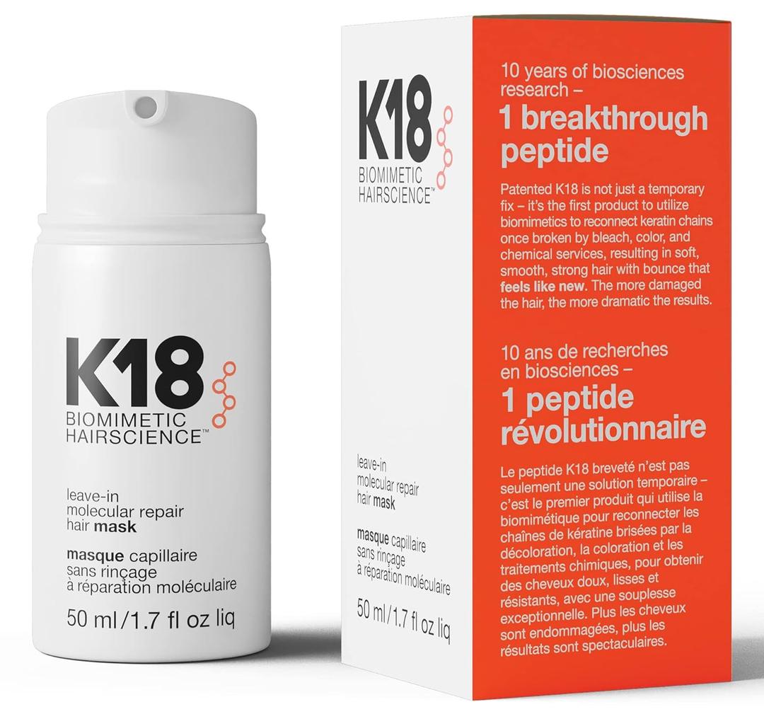 K18 Leave-In Molecular Hair Mask, Repairs Dry or Damaged Hair, Reverse Hair Damage from Bleach, Color, Chemical Services & Heat (50 ml)