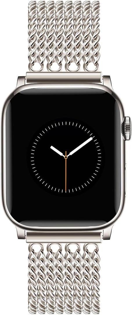 Starlight Chain Watch Bands for Women Compatible with Apple Watch Band 38mm 40mm 41mm 42mm(S10) Metal Cowboy Adjustable Bracelet Dressy Strap for iWatch Series 10/9/8/7/6/5/4/3/2/1/SE/Ultra