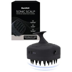 Black Wolf Sonic Scalp Scrubber - Electric Hair & Scalp Massager Brush with 3-Speed Oscillation - Rechargeable Shower Brush & Head Scrubber with Soft Silicone Bristles for Deep Clean & Exfoliation