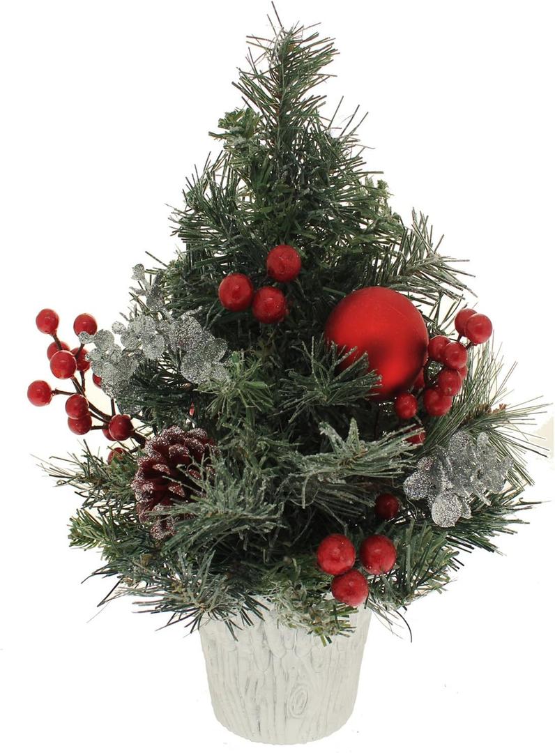 WeRChristmas 37 cm Frosted Decorated Christmas Tree with Gold Pot Table Decoration