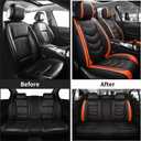 BGYFOU Fashion PU Breathable Leather car seat Cover 5-Seater Universal fit (Black-Orange)