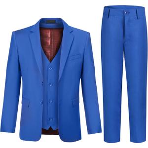 JPF Boy's Formal Suit Set Slim Fit Kids Tuxedo Suits for Wedding Teen Toddler Boy Dress Suit Outfit (16, Royal Blue)