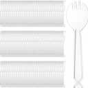 Tioncy 150 Pcs Disposable Plastic Sporks Individually Wrapped Disposable Sporks 4.5'' x 1.26'' 2 in 1 Fork and Spoon Set Serving Utensils for Dessert Restaurant Party Supply(Clear)