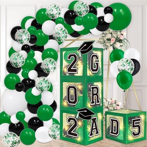 DAZONGE Graduation Party Decorations 2023 - Set of 4 Green Balloon Boxes with 40 Latex Graduation Balloons & 4 LED Light Strings - So Proud of You Graduation Decorations for Any Grades Ceremony DAZONGE Graduation Party Decorations 2023 - Set of 4 Green Balloon Boxes with 40 Latex Graduation Balloons & 4 LED Light Strings - So Proud of You Graduation Decorations for Any Grades Ceremony