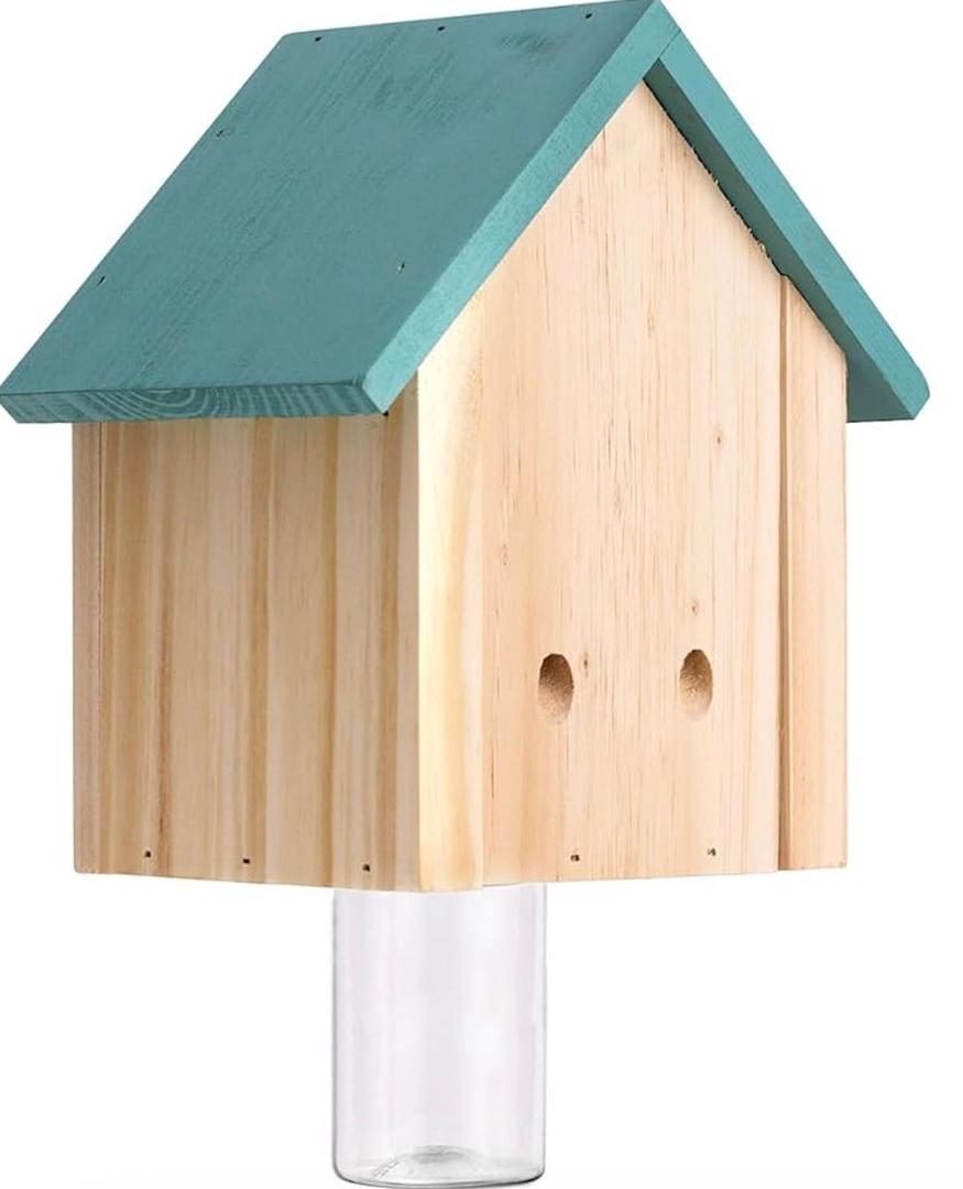 2024 New Carpenter Bee Trap Wooden House – Natural Pine Bee Catcher for Outdoor Garden Pest Control (1pcs)