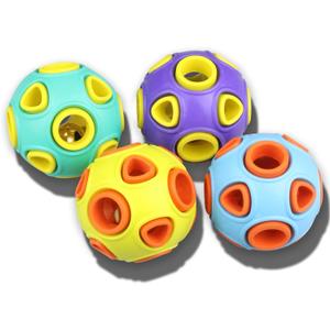 SCHITEC Dog Balls with Bell Sound, [4 Pack] Rubber Bouncy Fetch Ball for Puppies Small Dogs, 2 Interactive Pet Chew Toys (Small 2")