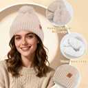 Winter Beanie Hat Scarf Gloves Set for Women Fleece Lined Knit Pom Pom Beanie Neck Scarf Touchscreen Gloves Gift Set (Gray)