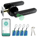 Smart Door Lock with Knob, Keyless Entry Door Locks with Handle, Fingerprint Door Knob for Bedroom/Front Door/Apartment,Generate Passcode Remotely Black