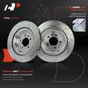 A-Premium 14.37 Inch (365mm) Rear Drilled and Slotted Disc Brake Rotors