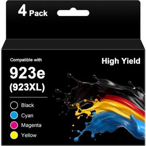 923e 923XL 923 Ink Cartridges for HP OfficeJet Pro 8130e 8135e 8139e 8138e 8122e 8120 8124e 8125e 8130 8132e 8134e Printers (4 Pack with Chip)