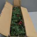 Pre-lit 9ft Christmas Garland with Red Berries and Pine Cones and 50 Battery Operated Soft White LED Lights with Timer, Artificial Holiday Decoration Door Outdoor (Red)