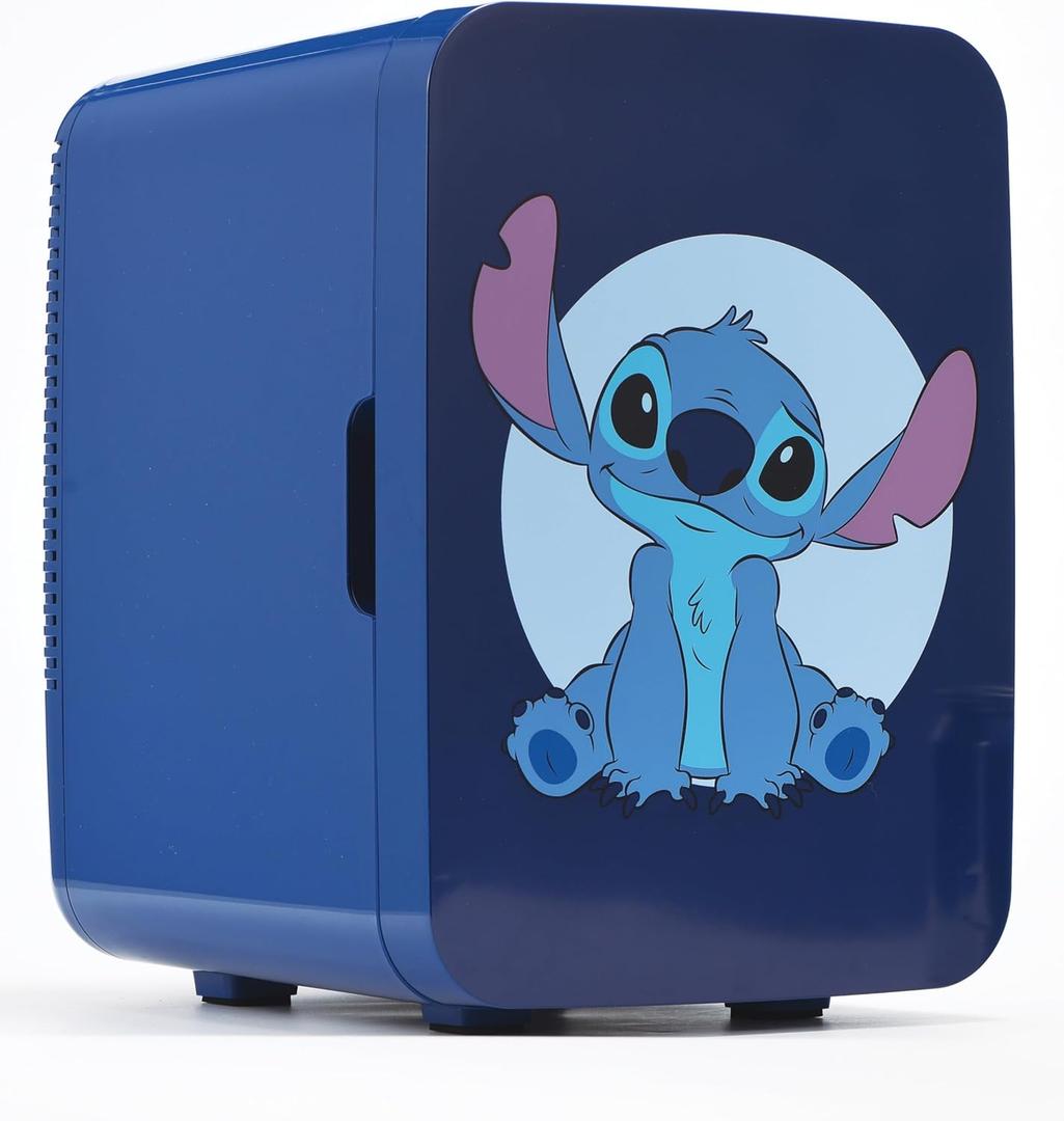 Ukonic Disney Stitch Mini Fridge 10L, Holds 15 Cans, AC/DC, Portable Cooler for Snacks & Drinks  Bedroom, Office, Dorm  Great Gift for Fans