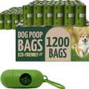 Reli. Biodegradable Dog Poop Bags w/Holder (1200 Count - 80 Rolls Bulk) | Leash Clip Dispenser | 9x13" Large Dog Bags for Poop | Green Eco-Friendly Oxobiodegradable Waste Disposal Refills (Unscented)