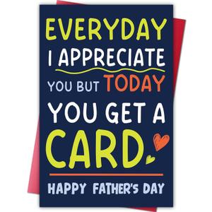 2 x Funny Father's Day Card for Dad, Humorous Father’s Day Card Gift for Father from Son Daughter, Happy Fathers Day Cards for Father, Stepdad, Husband or Grandpa